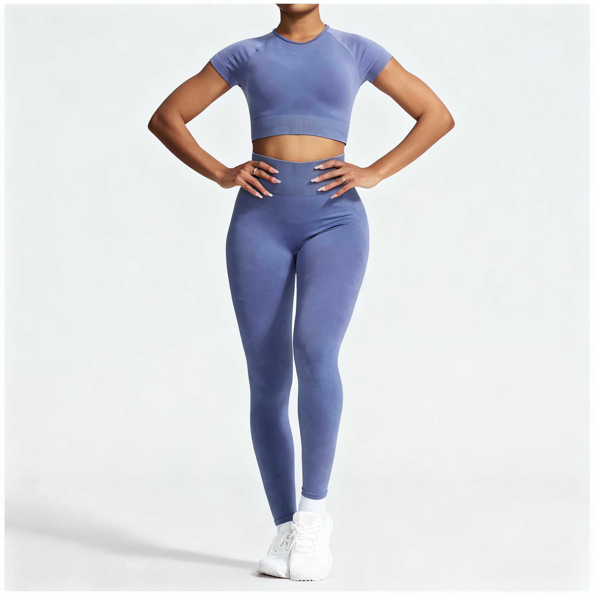 Short-sleeved Yoga Set with Joggers, Tight-Fitting Gym Clothing, Moisture Wicking Sportswear for Running, Fitness, Dance