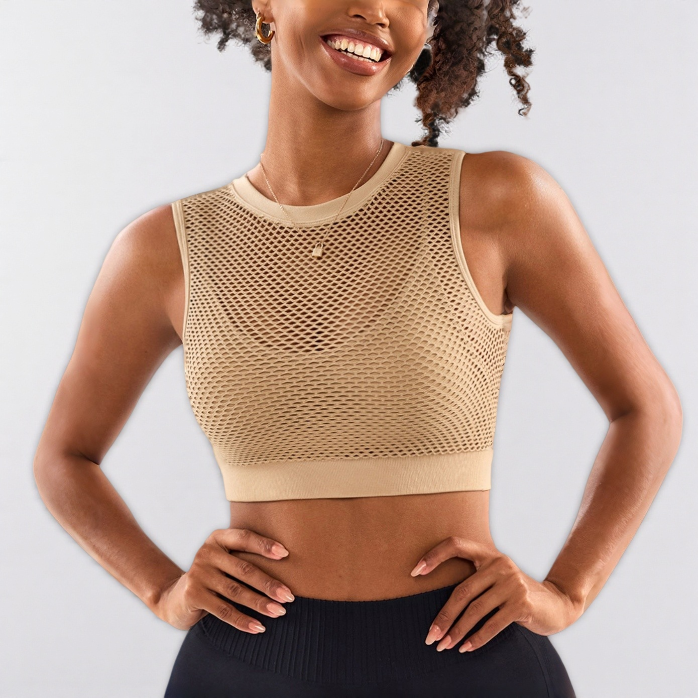 Mesh Breathable 2-in-1 Sports Yoga Tank Top for Women, Quick-Drying Yoga Bra, Running Fitness Workout Shirt