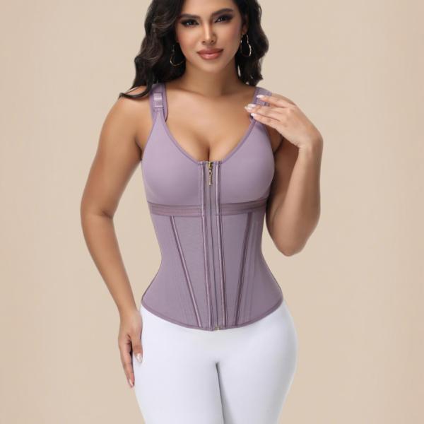 Sculpting Latex Corset Top | Bust-Enhancing & Hourglass Figure with Zip-Up Front
