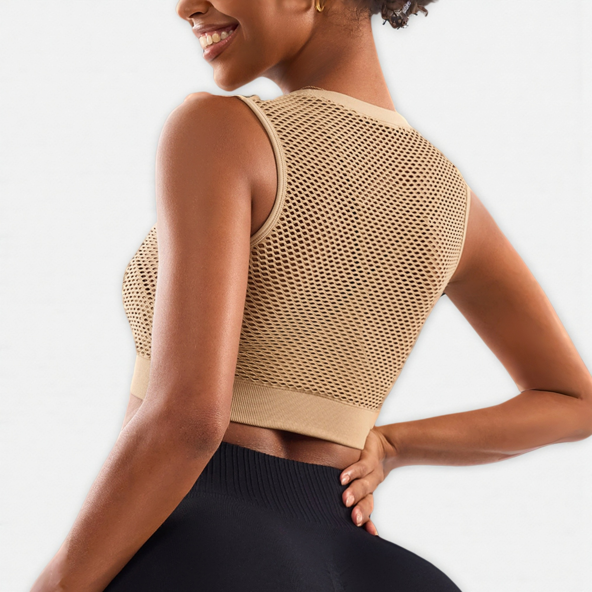 Mesh Breathable 2-in-1 Sports Yoga Tank Top for Women, Quick-Drying Yoga Bra, Running Fitness Workout Shirt