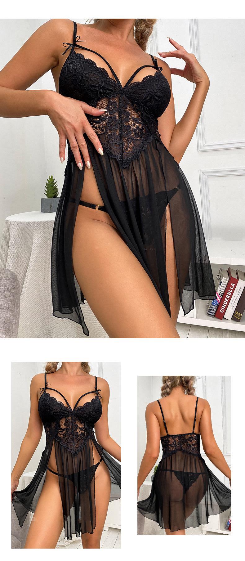 Unveil Your Glamour: Seductive Two-Piece Lace Sleepwear with Spaghetti Straps for Romantic Dates And Special Occasions