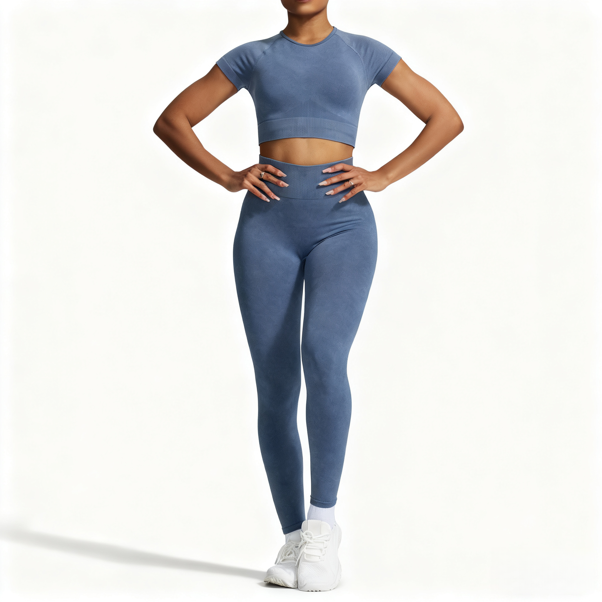 Short-sleeved Yoga Set with Joggers, Tight-Fitting Gym Clothing, Moisture Wicking Sportswear for Running, Fitness, Dance