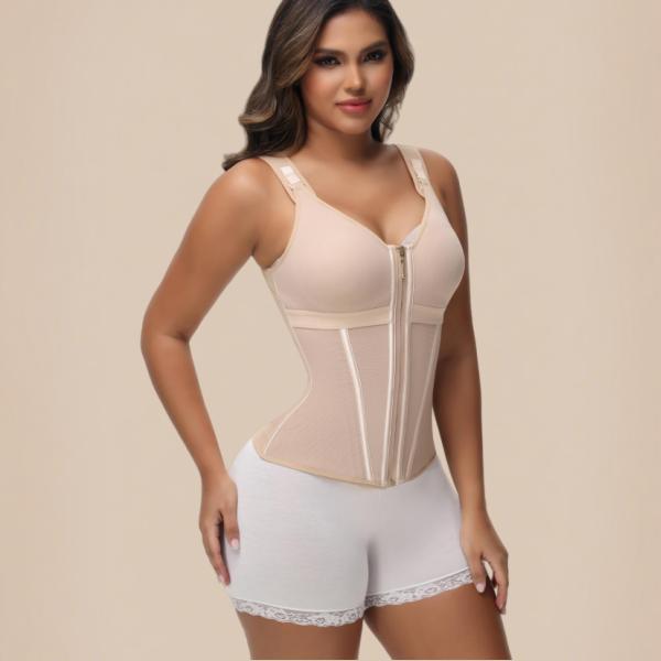 Sculpting Latex Corset Top | Bust-Enhancing & Hourglass Figure with Zip-Up Front