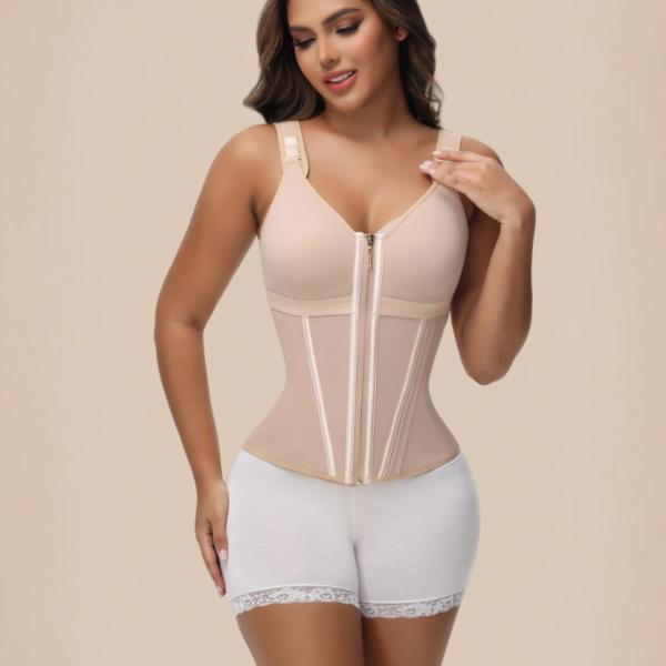 Sculpting Latex Corset Top | Bust-Enhancing & Hourglass Figure with Zip-Up Front