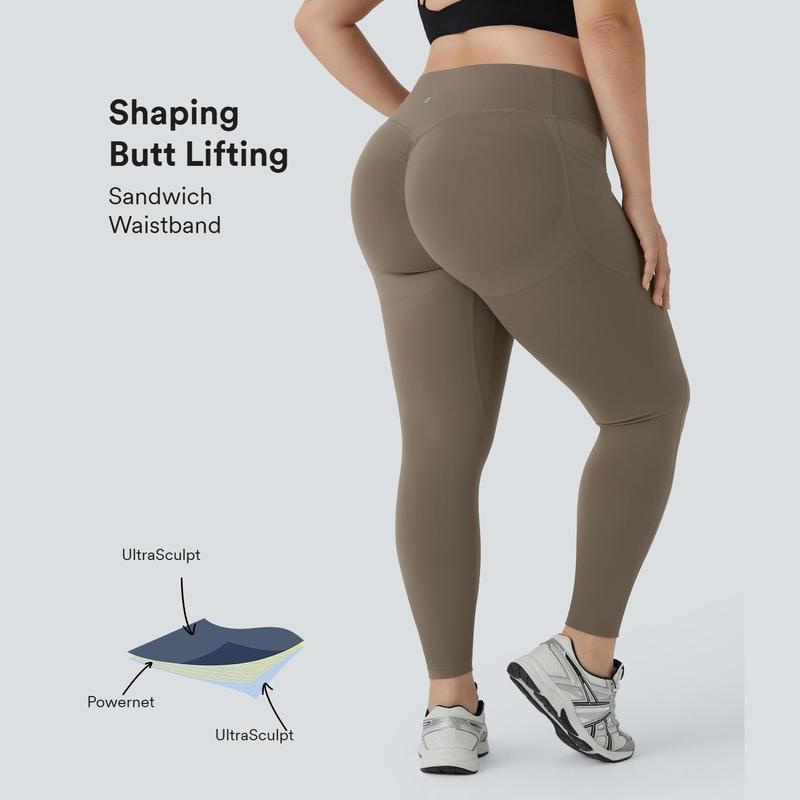 UltraSculpt High Waisted Scrunch Butt Lifting Tummy Control Pocket Shaping Training Plus Size Leggings
