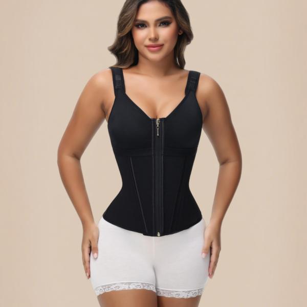 Sculpting Latex Corset Top | Bust-Enhancing & Hourglass Figure with Zip-Up Front