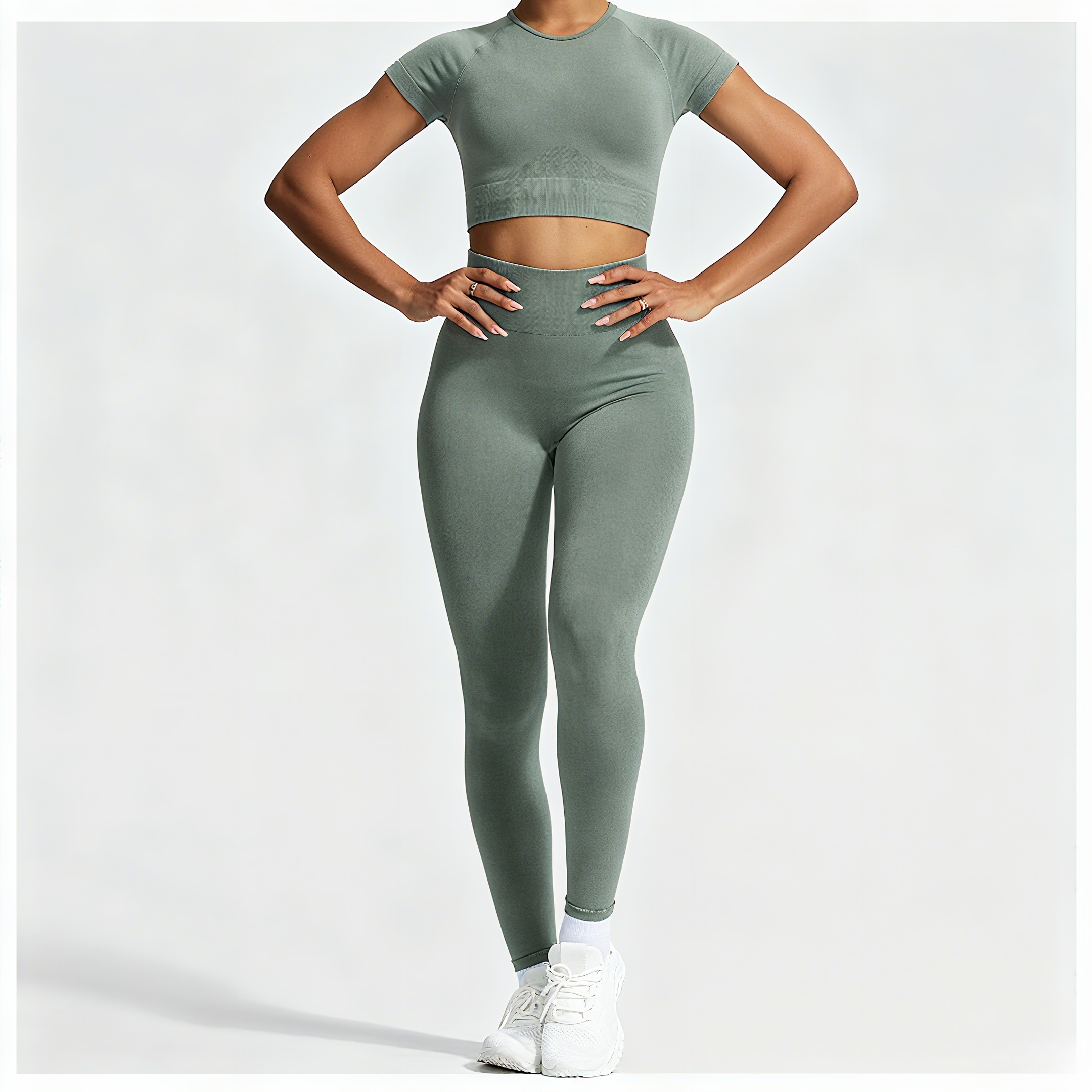 Short-sleeved Yoga Set with Joggers, Tight-Fitting Gym Clothing, Moisture Wicking Sportswear for Running, Fitness, Dance