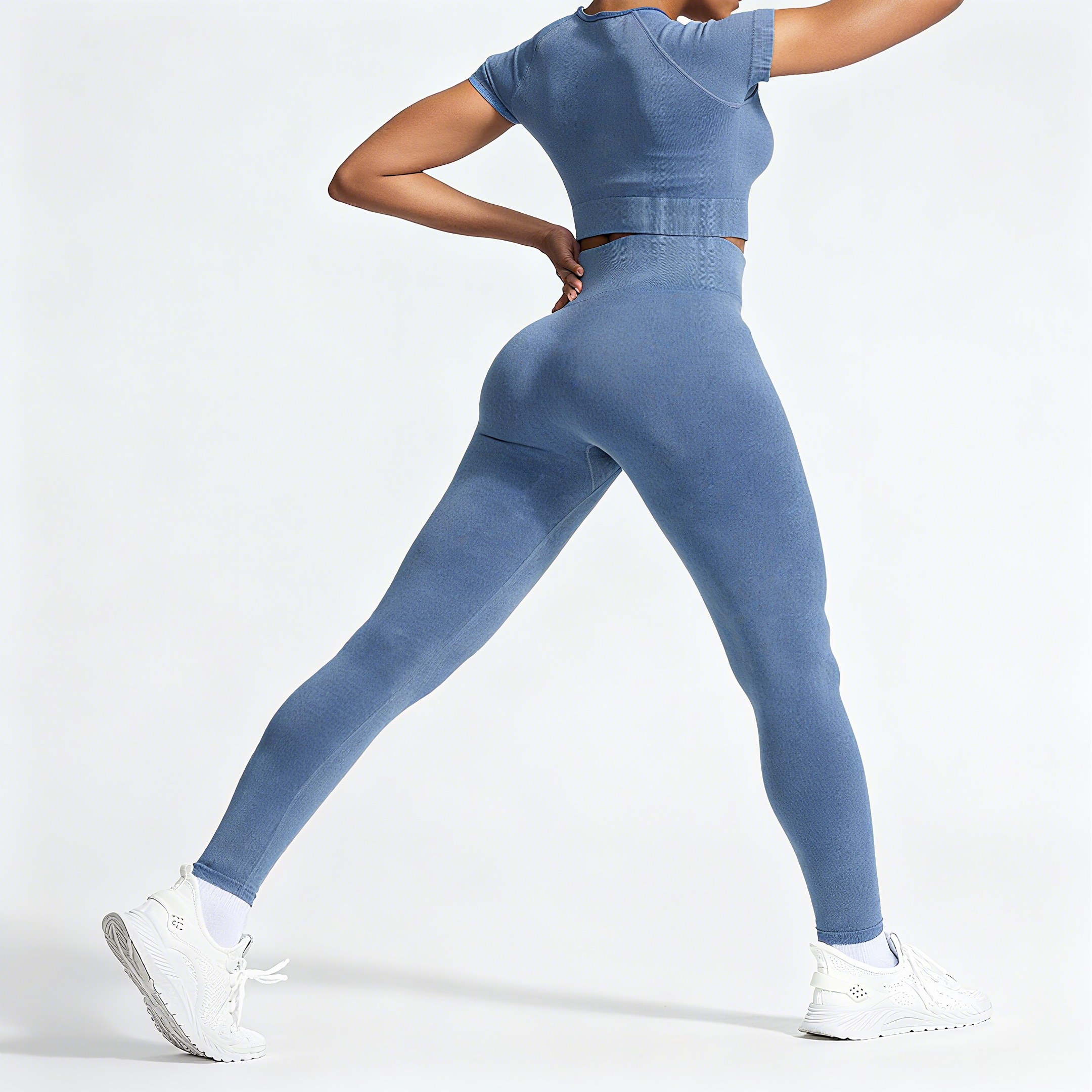 Short-sleeved Yoga Set with Joggers, Tight-Fitting Gym Clothing, Moisture Wicking Sportswear for Running, Fitness, Dance