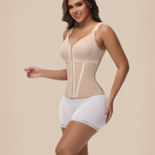 Sculpting Latex Corset Top | Bust-Enhancing & Hourglass Figure with Zip-Up Front