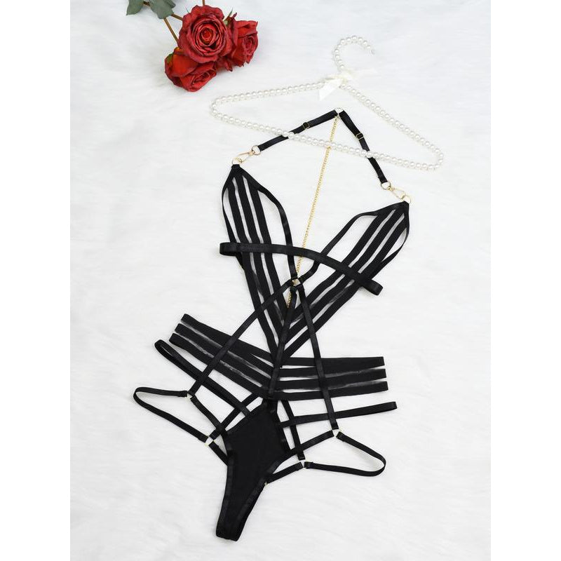 Effortless Style: V-Neck Bodysuit with Adjustable Spaghetti Straps