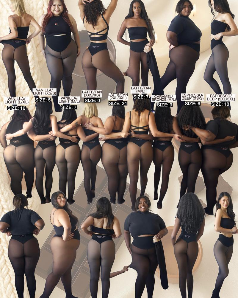 Revolutionary Comfort Fleece Tights | Compression Band & Single-Seam For All-Day Warmth in Inclusive Sizes from XXS to 3XL & Shades