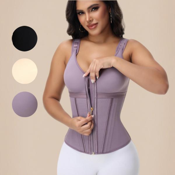 Sculpting Latex Corset Top | Bust-Enhancing & Hourglass Figure with Zip-Up Front