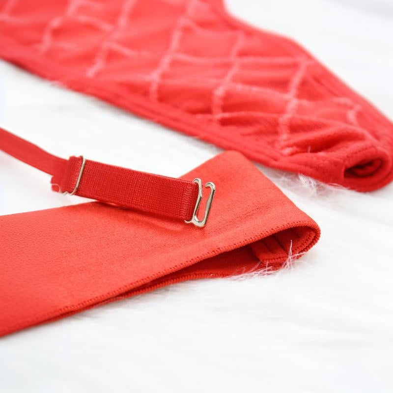Elegant Red Lace Camisole | Soft V-Neck Set with Adjustable Straps